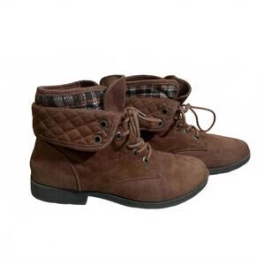 Arizona Jean Co. Yvonne Brown Quilted Faux Suede Ankle Boots Women Sz 11 M EU 42